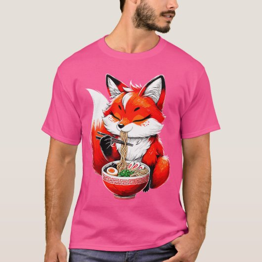 Fox Eating Ramen Noodle Animal Fox T-shirt (Voorkant)
