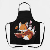 Fox Eating Ramen Ramen Noodle Lovers Fox Schort (Voorkant)