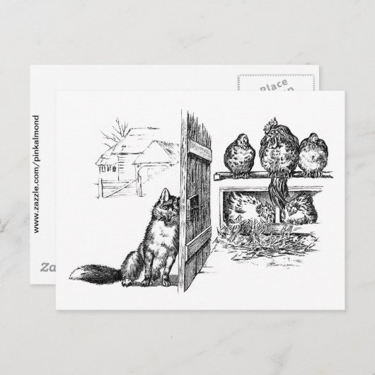 Fox Eavesdrop op kippen Briefkaart (Voorkant / Achterkant)