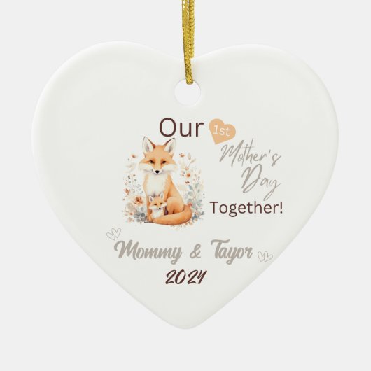 Fox en baby, onze eerste Moederdag Samen Keramisch Ornament (Voorkant)