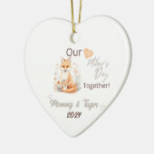Fox en baby, onze eerste Moederdag Samen Keramisch Ornament (Links)