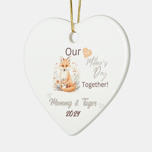 Fox en baby, onze eerste Moederdag Samen Keramisch Ornament (Links)