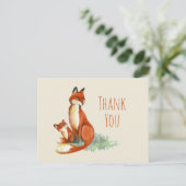 Fox en Baby Waterverf - Baby shower Dank U Briefkaart (Staand voorkant)