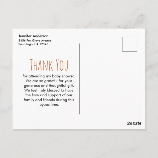 Fox en Baby Waterverf - Baby shower Dank U Briefkaart (Achterkant)