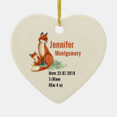 Fox en Baby Waterverf Illustratie Baby Geboorte Keramisch Ornament (Voorkant)