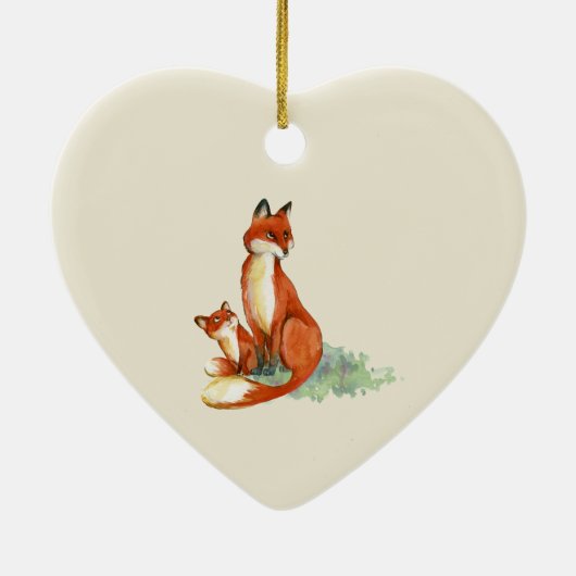 Fox en Baby Waterverf Illustratie Baby Geboorte Keramisch Ornament (Achterkant)