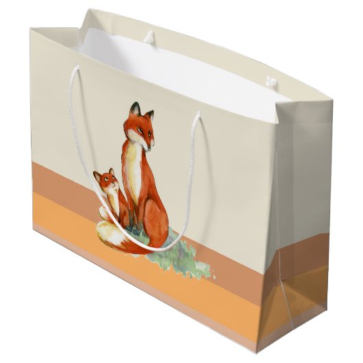 Fox en Baby Waterverf Illustratie Gefeliciteerd Groot Cadeauzakje (Achterkant Gekanteld)