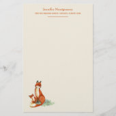 Fox en Baby Waterverf Illustratie Gepersonaliseerd Briefpapier (Voorkant)
