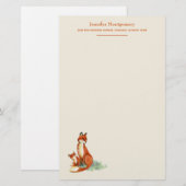 Fox en Baby Waterverf Illustratie Gepersonaliseerd Briefpapier (Voorkant / Achterkant)