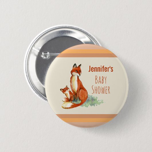 Fox en Baby Waterverf Tekening Baby shower Ronde Button 5,7 Cm (Voorkant /achterkant)
