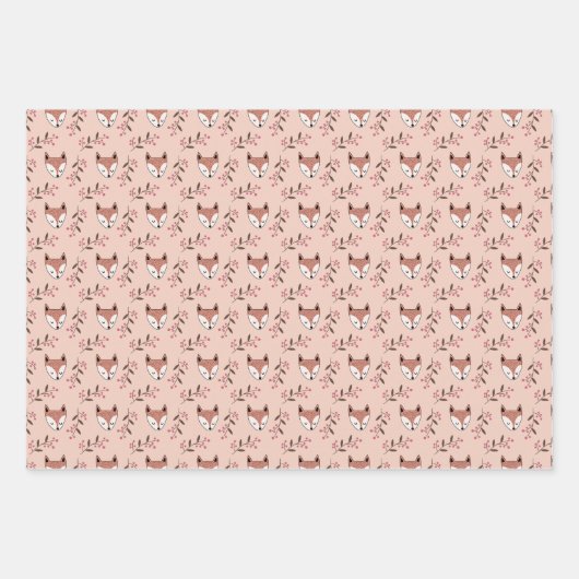 Fox en bessen in perziken inpakpapier vel (Voorkant)