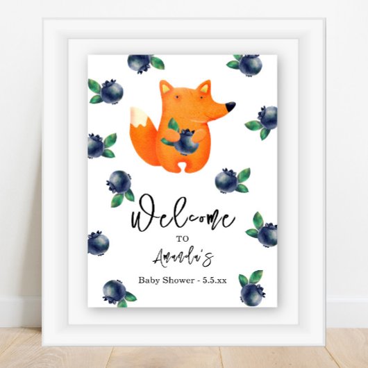 Fox en bessen Welkom Baby shower Poster