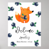 Fox en bessen Welkom Baby shower Poster (Voorkant)