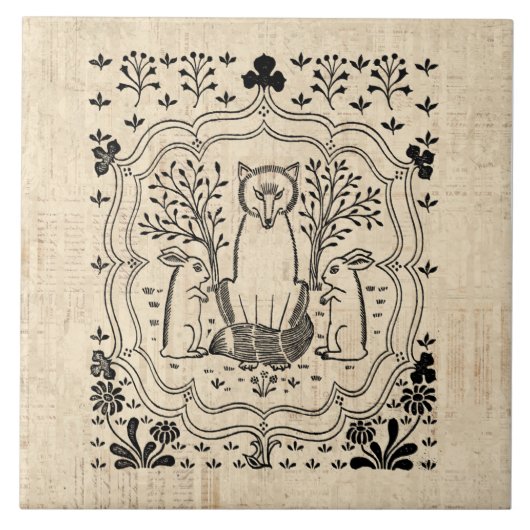 fox- en Bunny-konijnenkoeienvangers Tegeltje (Voorkant)