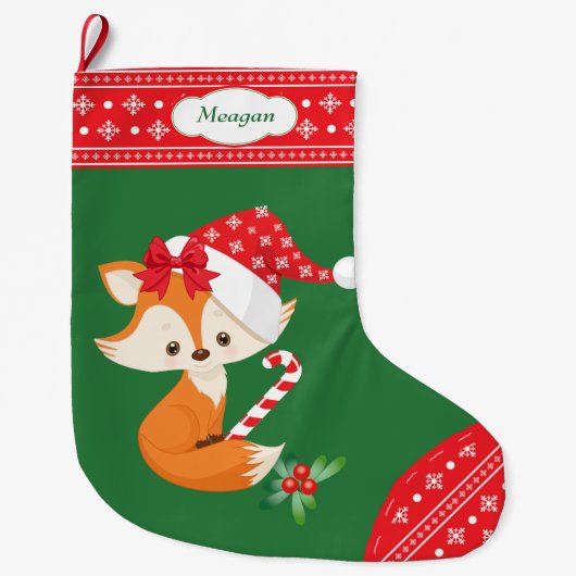 Fox en Candy Cane Grote Kerstsok (Voorkant)