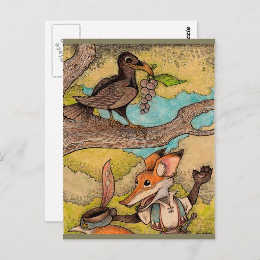 Fox en Crow Briefkaart (Voorkant / Achterkant)