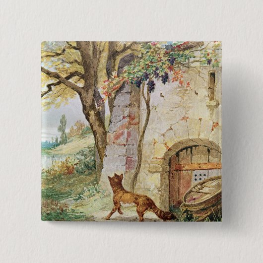 Fox en de Grafieken, illustratie voor Vierkante Button 5,1 Cm (Voorkant)