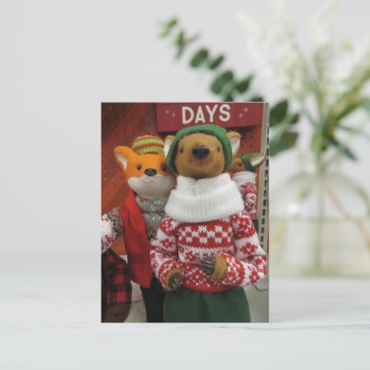 Fox- en deerdecoratie briefkaart (Staand voorkant)