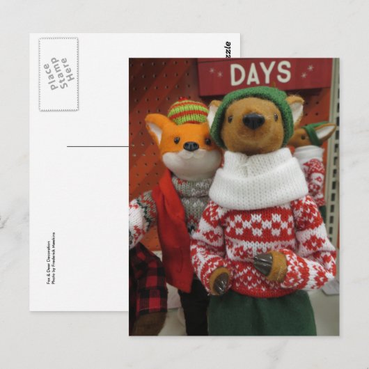 Fox- en deerdecoratie briefkaart (Voorkant / Achterkant)