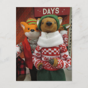 Fox- en deerdecoratie briefkaart