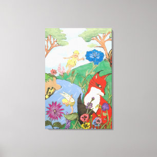 Fox en Fairy's op Canvas Afdruk