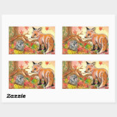 Fox en Ferret in Autumn Leaves Rechthoekige Sticker (Vel)
