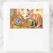 Fox en Ferret in Autumn Leaves Rechthoekige Sticker (Tas)