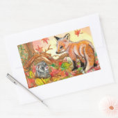 Fox en Ferret in Autumn Leaves Rechthoekige Sticker (Envelop)