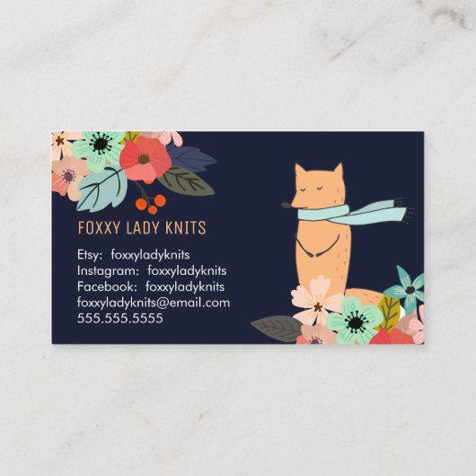 Fox en Floral Small Business Visitekaartje (Achterkant)
