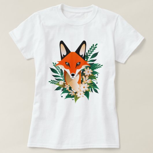 Fox en Flowers T-Shirt (Design voorkant)