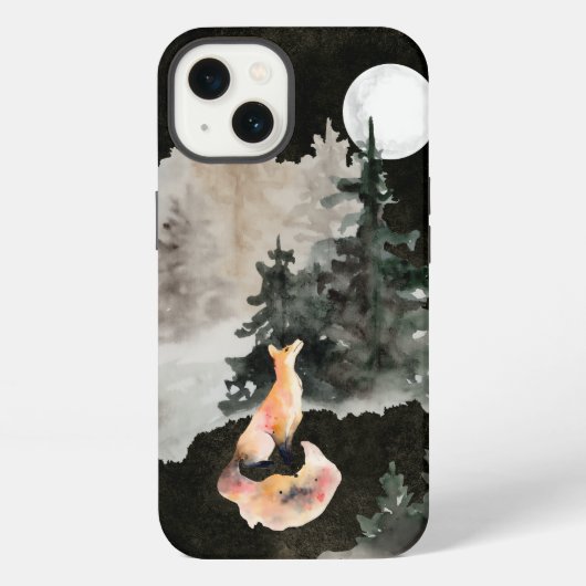 Fox en Full Moon Woodland iPhone Hoesje (Achterkant)