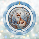 Fox en Gingham Charmante gepersonaliseerde kerst Keramisch Ornament