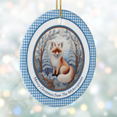 Fox en Gingham Charmante gepersonaliseerde kerst Keramisch Ornament