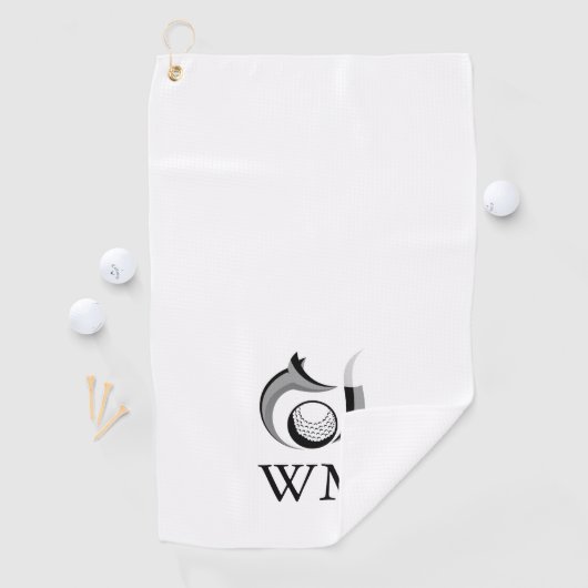 Fox- en Golfbal-gepersonaliseerd monogram Golfhanddoek (Insitu)