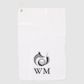 Fox- en Golfbal-gepersonaliseerd monogram Golfhanddoek (Voorkant)