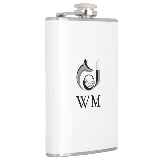 Fox- en Golfbal-gepersonaliseerd monogram Heupfles (Rechts)