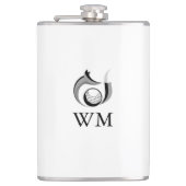 Fox- en Golfbal-gepersonaliseerd monogram Heupfles (Voorkant)