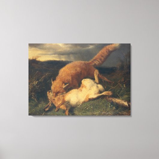 Fox en Hare, 1866 Canvas Afdruk (Voorkant)