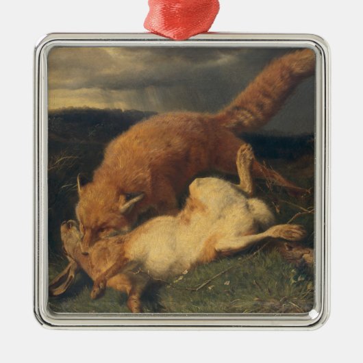 Fox en Hare, 1866 Metalen Ornament (Voorkant)