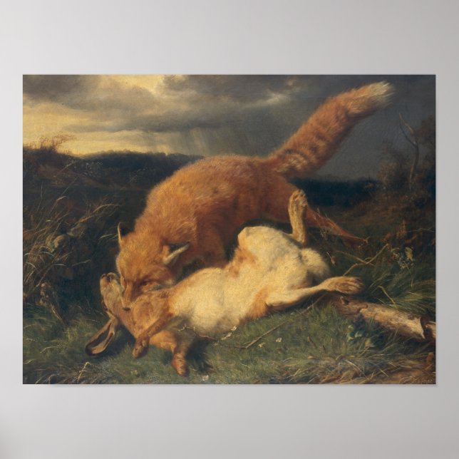 Fox en Hare, 1866 Poster (Voorkant)