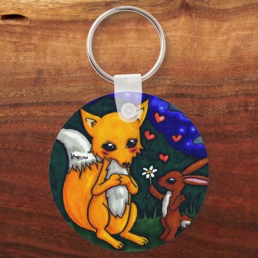 fox - en hare - liefdesverhaal sleutelhanger (Voorkant)
