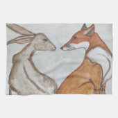 Fox- en hare-theekdoek/keukenhanddoek theedoek (Horizontaal)