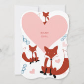 Fox en hart Babymeisje Shower-uitnodigingen Kaart (Achterkant)