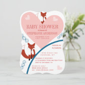 Fox en hart Babymeisje Shower-uitnodigingen Kaart (Staand voorkant)