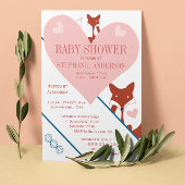 Fox en hart Babymeisje Shower-uitnodigingen Kaart