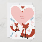 Fox en hart Babymeisje Shower-uitnodigingen Kaart (Achterkant)