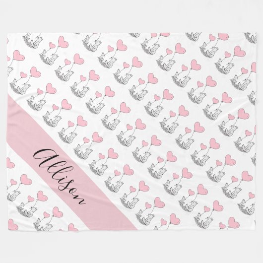 Fox en hart fleece deken (Voorkant (Horizontaal))