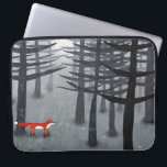 Fox en het bos laptop sleeve<br><div class="desc">Een eenzame wilde vos staat onder de dennenbomen in een donker bos. Voor natuur,  wilde dieren en dierenvrienden. Originele kunst van Nic Squirrell.</div>