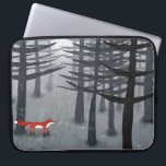 Fox en het bos laptop sleeve<br><div class="desc">Een eenzame wilde vos staat onder de dennenbomen in een donker bos. Voor natuur,  wilde dieren en dierenvrienden. Originele kunst van Nic Squirrell.</div>