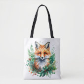 Fox en Holly met rode bessen Tote Bag (Voorkant)